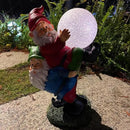 Solar Powered 2 Gnomes Playing with Ball, Decorated Solar Light, Garden Decorations Statues, Garden Light Decor for Lawn Ornaments, Resin Garden Figurines (2 Gnomes with a Glass Ball) by GreenHaven Gardens