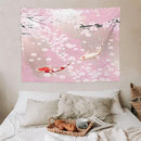 Houselerax Japanese Koi Fish Tapestry, Cherry Blossoms Asian Oriental Pink Flower Branch Koi Fish Carp Tapestries Wall Hanging for Bedroom Living Room Office Decor 40"x30" by CozyNest Decor