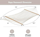 ANOW Rope Hammock Double Hammock with Hardwood Spreader Bar and Carrying Bag, 450 LBS Weight Capacity for Two Person, Natural by GreenHaven Gardens