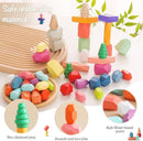 OESSUF Stacking Rocks 48Pcs Stacking Blocks Balancing Stacking Stones Wooden Building Toys Wood Stone Stacking Game for Toddler Sorting Preschool Educational Montessori Stacking Rocks for Kids by TinyTreasures Baby Boutique