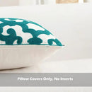 HWY 50 Teal Decorative Throw Pillow Covers 18x18 Inch (1 Piece), Embroidered Cotton Farmhouse Cushion Cover Pillow Case for Sofa Couch Living Room Bed, Geometric by CozyNest Decor