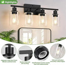 4-Light Bathroom Light Fixtures, Matte Black Modern Vanity Lights with Clear Glass Shades, Bathroom Wall Lamp for Mirror Living Room Cabinet Bedroom Porch by CozyNest Decor