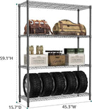 IZEUK 1400 LBS Garage Black Shelving Wide Storage Shelves 4 Tier Adjustable Heavy Duty Metal Wire Rack Standing Shelf Unit for Kitchen Office College Dorm Garage Warehouse 15.8" x 45.8"x 59.4" by CozyNest Decor