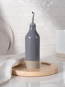 famiware Milkyway 16oz Ceramic Olive Oil Dispenser Bottle, 1 Piece Oil Dispenser for Kitchen with Stainless Steel Pourers, Suitable for Storage Vinegar, Soy Sauce, Coffee Syrup, Liquids, Dark Gray by CozyNest Decor