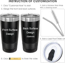 Personalized Tumblers Custom Travel Coffee Mug, Insulated Stainless Steel Cup with Spill-Resistant Lid, Optional Spill-Proof Lid and Stainless Steel Straw! Engraved in USA by iProductsUS (Black, 20oz) by TinyTreasures Baby Boutique