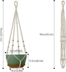 USLAI Macrame Plant Hanger Indoor Outdoor, Up to 4-15 inch Pot, Heavy 20lb Planters, Extra Long Strong Hanging Planter Basket, Boho Home Decor, 35 Inch, Ivory, Set of 2 (POTS NOT Included) by GreenHaven Gardens