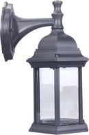 LIT-PaTH Outdoor Wall Lantern, Wall Sconce as Porch Lighting Fixture, E26 Medium Base Max 60W, Aluminum Housing Plus Glass, Matte Black Finish, 1-Pack by GreenHaven Gardens