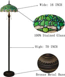 Tiffany Floor Lamp Stained Glass Lamp Standing Reading Light 16x16x70 Inch for Living Room (Green Dragonfly) by CozyNest Decor