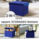LINMAGCO Storage Ottoman Folding Foot Stool Velvet Foot Rest with Padded Modern Ottoman with Storage for Living Room Puppy Step Stool 17x13x13in(Navy) by CozyNest Decor
