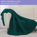Bigacogo Chunky Knit Throw Blanket for Couch, 51x63 inches, 100% Hand Knitted with Thick Jumbo Chenille Yarn, Cozy Soft Large Rope Knot Cable Crochet Blankets for Sofa Bed Living Room, Dark Green by CozyNest Decor