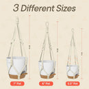 White Hanging Self Watering Pots with Macrame Ivory Rope, 3 Pack Indoor & Outdoor Hanging Plant Pots with Built-in Reservoir, Wick Rope, Drainage Holes & Hooks, Stylish Boho Decor Hanging Planter by GreenHaven Gardens