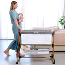 Ezebaby 3-in-1 Baby Bassinet, Rocking Baby Bassinets Bedside Sleeper, Adjustable Portable Crib for Newborn Infant with Wheels Storage Basket and Mesh Sides by CozyNest Decor
