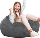 Classic Bean Bag Chair, with Faux Rabbit Fur Cover for Teens and Kids, Memory Foam Bean Bag Chairs, Ultra Soft Faux Fur Fabric, 2.5 feet Round Fluffy Bean Bag Sofa by TinyTreasures Baby Boutique