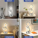 Modern Table Lamp, LED Bedside lamp with USB C+A Ports, Touch Stepless Dimmable Nightstand lamp, Unique Spiral Table lamp for Bedroom Living Room Home Office, LED Spiral lamp, Silver by CozyNest Decor