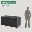100 Gallon Storage Box, Waterproof Resin Deck Box with Hydraulic Piston Design, Lockable Storage Bench for Package Delivery, Storage Bin for Patio Cushions, Garden Tools, Black by CozyNest Decor