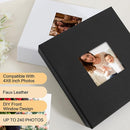 Photo Album 4x6 240 Photos with Writing Space Leather Cover with Front Window Picture Album, 240 Photos 4x6 Photo Album Book for Wedding Kids Travel Family Baby Pictures (Black) by TinyTreasures Baby Boutique
