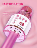 BONAOK Kids Karaoke Microphone, Wireless Bluetooth Microphone for Singing, Gift for Kids, Adults, Girls, Boys, Christmas Kids Toys Gifts for Ages 3, 4, 5, 6, 7, 8+ Years Old (Light Pinkcolor) by TinyTreasures Baby Boutique