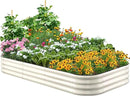 Quictent Galvanized Raised Garden Bed Kit, 8x4x1 ft Oval Metal Planter Box for Vegetables, Rubber Strip Edging Included (Beige) by GreenHaven Gardens