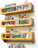 Bamboo Nursery Book Shelves, Fully Assembled For Easy Use - Set of 3 Floating Shelves for Wall Kids, Wall Mounted Book Shelves For Kids Room, Baby Room, Toddler Room, Nursery Decor, 16.5 Inch Natural by TinyTreasures Baby Boutique