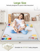 Baby Play Mat, 50''x50'' Playpen Mats with 4 Sensory Development Zones for Motor Skills, Unique Crawling Mats with Non-Slip Cushioned That Fits Nicely into Any Playroom, Grey by TinyTreasures Baby Boutique
