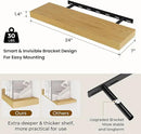 24 inch Floating Shelves Long Floating Shelves for Wall Large Wall Mounted Shelves with Invisible Brackets, Oak Shelves for Bathroom, Living Room, Kitchen, Office, 24x6.7 inch deep Set of 2 by CozyNest Decor