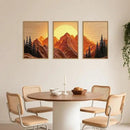 Large Mountain Framed Canvas Wall Art Set, Abstract Ridge Sun Painting, Boho Sunset Scenery Wall Decor,Modern Natural Landscape Art Print for Living Room,Bedroom,Office-16 x24 x3 by CozyNest Decor