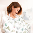 Muslin Nursing Cover for Breastfeeding, Privacy Breathable Breastfeeding Cover with Arch Neckline for Mom, 100% Cotton Nursing Apron, Floral and Green by TinyTreasures Baby Boutique