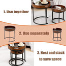Nesting Coffee Table Set of 2, Small Round Stacking Side Table Set with Metal Frame, Nesting Tables for Living Room Bedroom Office Balcony (Wood, 2) by CozyNest Decor