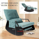 Rocking Chair for Nursery, Modern Upholstered Plush Seating Glider Recliner Chair with High Backrest and Side Pocket, Accent Armchair with Cushions for Living Room/Reading (Cyan Blue) by TinyTreasures Baby Boutique