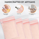 4 Piece Pink Small, Durable Organic Cotton Mesh Laundry Bag with Strong Zipper and Breathable Mesh, Delicate Laundry Bag for Underwear, Clothes, Pants and Socks by TinyTreasures Baby Boutique