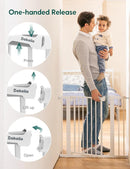 BABELIO 36" Extra Tall Dog Gate, 26-40" Wide Auto Close Baby Gate, Pressure Mounted Metal Pet, Easy Install No Drilling, No Tools Required, With Wall Protectors and Extension Kits, White by TinyTreasures Baby Boutique