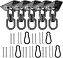 Heavy Duty Hammock Hanging Kit, 360° Rotating 1200 lb Swing Hangers for Hammock Chair Stand, Yoga, Porch Swing, Tree, Seat, Ceiling Mount, Outdoor Indoor Hanging Hardware Black | Pack of 5 by GreenHaven Gardens