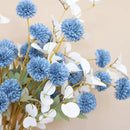 Faux Dusty Blue Flowers, Blue and White Floral Stems for Centerpieces, Fake Mums Artificial Flowers, Flores Azules Artificiales para Decoracion, Long Stems for Vases, DIY Silk Floral Arrangements by CozyNest Decor
