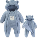 Fairy Baby Newborn Baby Winter Snowsuit Bear Thick Romper Footie Double Zip Hooded Jumpsuit Fleece Coat Infant Boy Girl 0-12M by TinyTreasures Baby Boutique