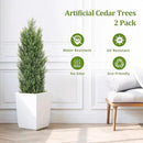THE BLOOM TIMES 4ft Topiary Trees Artificial Outdoor 2 Pack – UV Resistant Faux Cedar Pine Cypress Bushes and Shrubs, Fake Potted Plants for Front Porch Outside Planter Patio Decor, Set of 2 (4 Foot) by GreenHaven Gardens