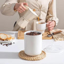 Food Storage Containers with Airtight Lids: Ceramic Canister Sets for Kitchen Countertop - Porcelain Jar for Coffee Tea Flour Sugar Rice Cookies Candy - White (42 oz) by CozyNest Decor