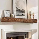 48x8x5 Fireplace Mantel - Handcrafted Hollow Rustic Solid Wood Wall Mounted Floating Shelf with Invisible Heavy Duty Wood Bracket (Weathered Brown) by CozyNest Decor
