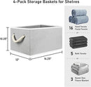 Closet Storage Bins, Linen Closet Organizers and Storage Basket for Shelves, Collapsible Shelf Baskets for Organizing Shelves, Bedroom Clothes Basket, Gray, 3 Pack by CozyNest Decor