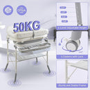 2-in-1 Baby Bathtub with Changing Table, Foldable Diaper Changing Station with 4 Wheels, Waterproof Pad, Storage Rack and Baby Bath Tub, Adjustable Height Portable Nursery Organizer for Newborn Infant by TinyTreasures Baby Boutique