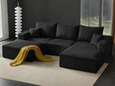 Boneless Sectional Cloud Couch Sofa for Living Room, 112" U-Shaped Modular Modern Lounge Sleeper Black Couches with Chaise, No Assemble, Cordury Compression Upholstered Sofas by CozyNest Decor