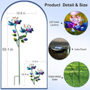 Solar Wind Spinners Blue Twin Flowers for Yard and Garden, Solar Windmill Garden Whirligig Kinetic Spinners Decor for Lawn, Patio, Yard, Metal Wind Outdoor Sculpture by CozyNest Decor