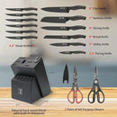 ZHANG XIAO QUAN SINCE 1628 15Pcs Knife Sets with Block, knife sets for kitchen with block High Carbon Stainless Steel Built-in Sharpener Dishwasher Safe(Black) by CozyNest Decor