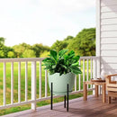12/10/9 Large Modern Plant Pots, Plastic Planters with Drainage Holes and Saucers for Indoor Outdoor Plants Flowers, Green by GreenHaven Gardens