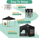 COBIZI 10x10 Pop Up Canopy Tent Heavy Duty with 4 Sidewall, Commercial Outdoor Easy Pop Up Gazebo for Party Wedding All Weather Waterproof UV 50+ with Carry Bag(Leg Upgraded),Black by GreenHaven Gardens