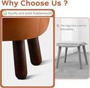 Small Foot Stool, Round Faux Leather Pouf Ottoman Foot Rest, Footstool Ottomans with Rubber Legs Under Desk, 13''L x 13''W x 10.2''H, Footrest for Couch, Living Room, Bedroom, Hallway, Brown by CozyNest Decor