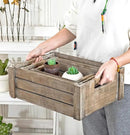 TIMRIS Set of 3 Rustic Wood Nesting Crates, Farmhouse Wooden Storage Container Boxes with Cutout Handles, Decorative Wooden Baskets for Display (Rustic Gray) by CozyNest Decor