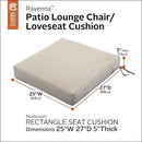 Classic Accessories Ravenna Water-Resistant Patio Lounge Chair/Loveseat Cushion, 25 x 27 x 5 Inch, Mushroom, rectangle Outdoor Seat Cushion by GreenHaven Gardens