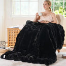 BENVWE Faux Fur Throw Blanket for Couch - Thickened Fluffy Soft Bubble Blanket for Living Room Home Decor - Fathers Day Birthday Gifts for Women Men, Black, 50" x 60",1300GSM by CozyNest Decor