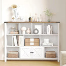 11 Cube Storage Organizer Bookshelf, Wooden Open Cube Shelf Bookcase, Farmhouse Display Book Shelf, 3 Tier Cube Bookshelves with Storage, Rustic White by CozyNest Decor