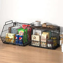 Wetheny 2 Tier Stackable Wall Mounted Wire Basket Fruit Basket with Wood Lid - Kitchen Pantry Organization and Storage, Hanging Storage Basket for fruits, Onion, Potato, Produce, Vegetable (Black) by CozyNest Decor